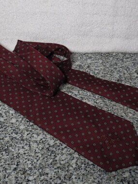 Countess Mara Burgundy Micro Floral Tie 100% Silk Handmade Exc Preowned Conditio